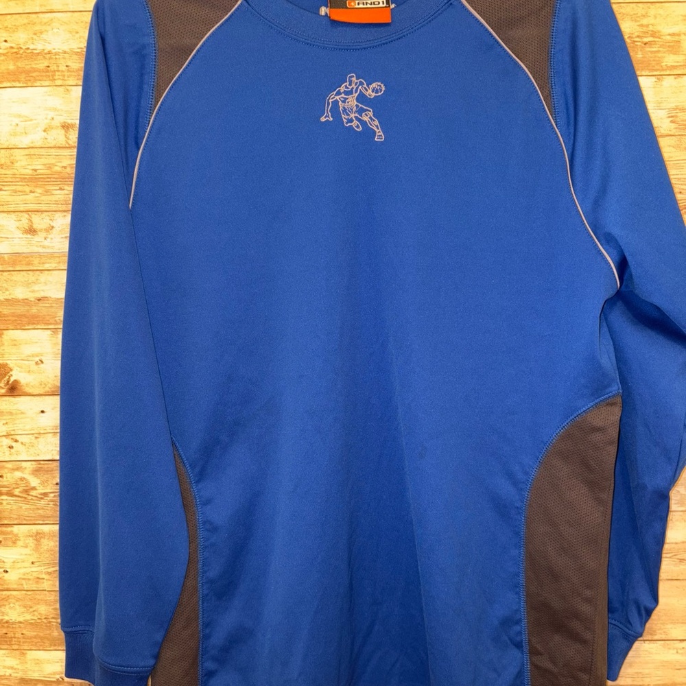 And1 boys long sleeve basketball blue and black XL